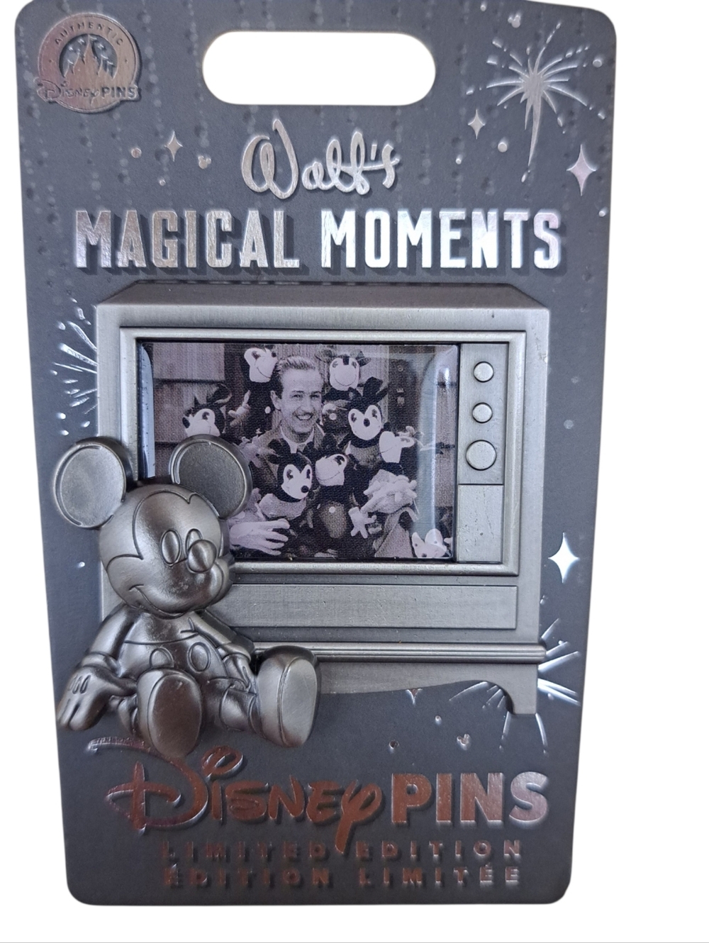 Disney Pewter-Tone Mickey TV Pin - Gray & Silver